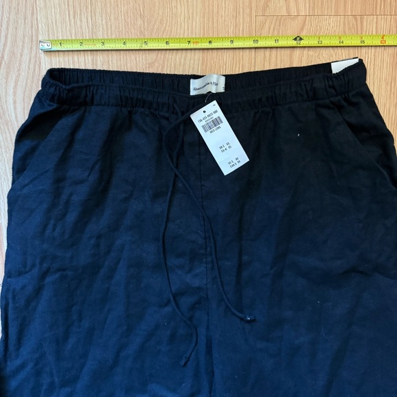 Abercrombie & Fitch linen pull-on wide leg trouser pants in black size medium - Picture 9 of 9